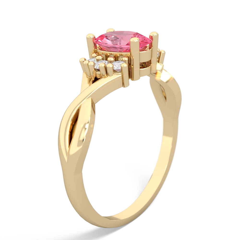 Lab Pink Sapphire Victorian Twist 14K Yellow Gold ring R2497