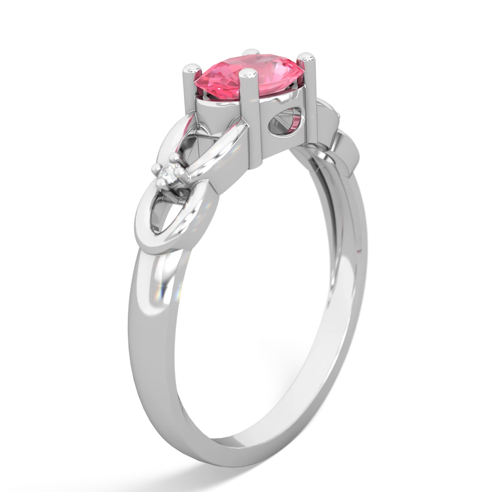 Lab Pink Sapphire Links 14K White Gold ring R4032