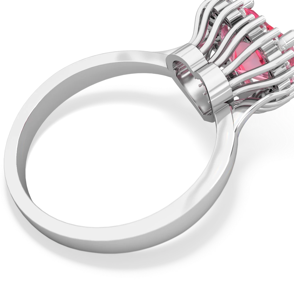 Lab Pink Sapphire Sparkling Halo Heart 14K White Gold ring R0391
