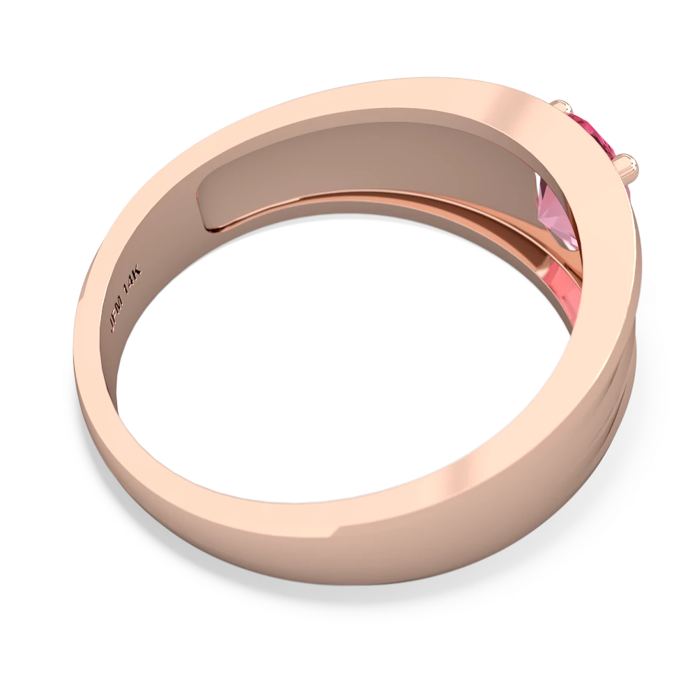 Lab Pink Sapphire Men's Two Lane 14K Rose Gold ring R0363