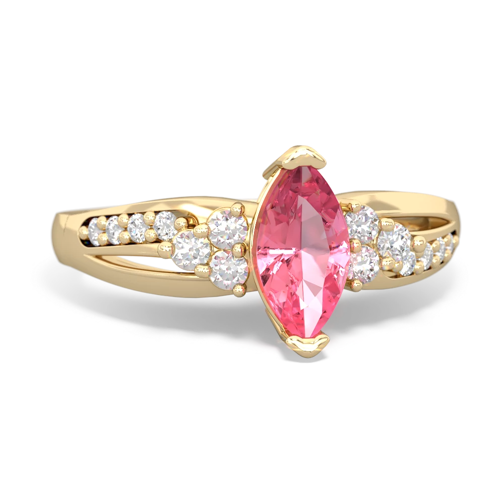 Lab Pink Sapphire Royal Marquise 14K Yellow Gold ring R2343