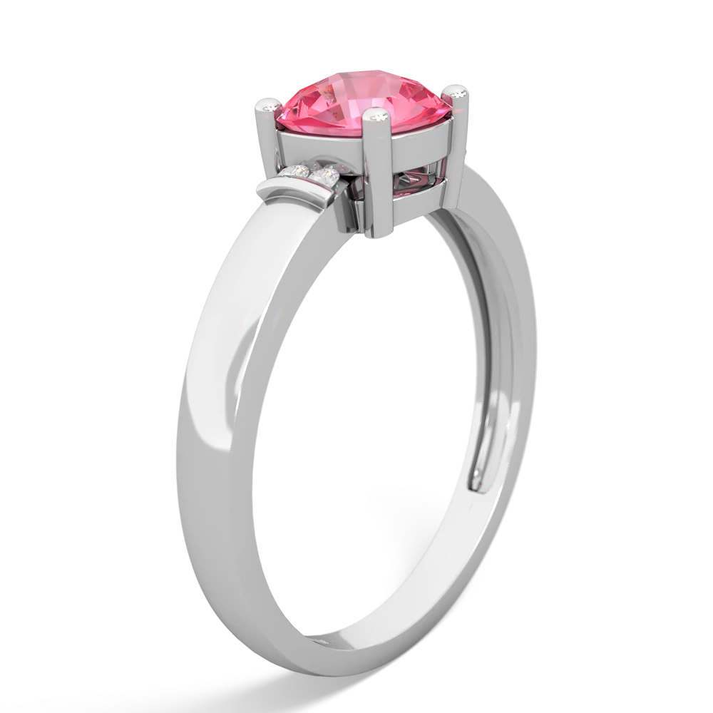 Lab Pink Sapphire Simply Elegant Cushion 14K White Gold ring R2489