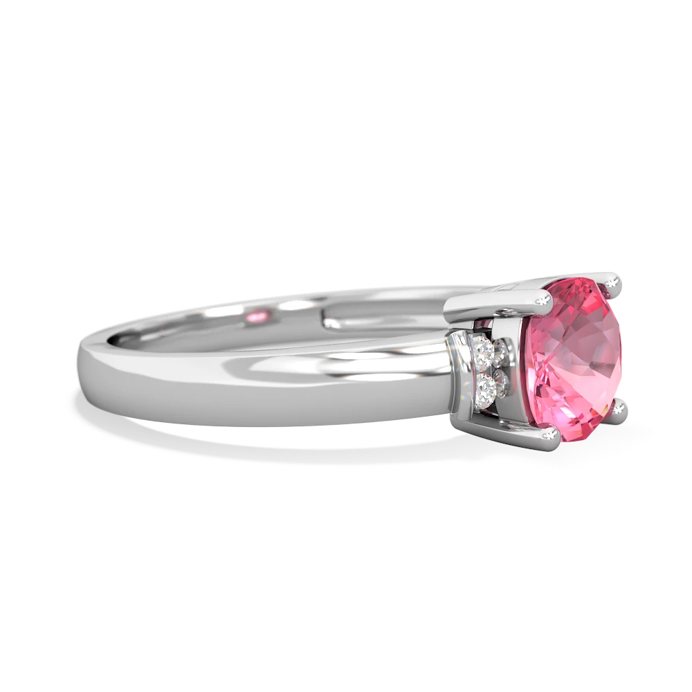 Lab Pink Sapphire Simply Elegant Cushion 14K White Gold ring R2489