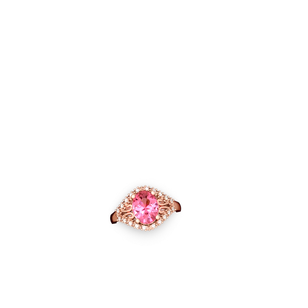Lab Pink Sapphire Antique Style Cocktail 14K Rose Gold ring R2564
