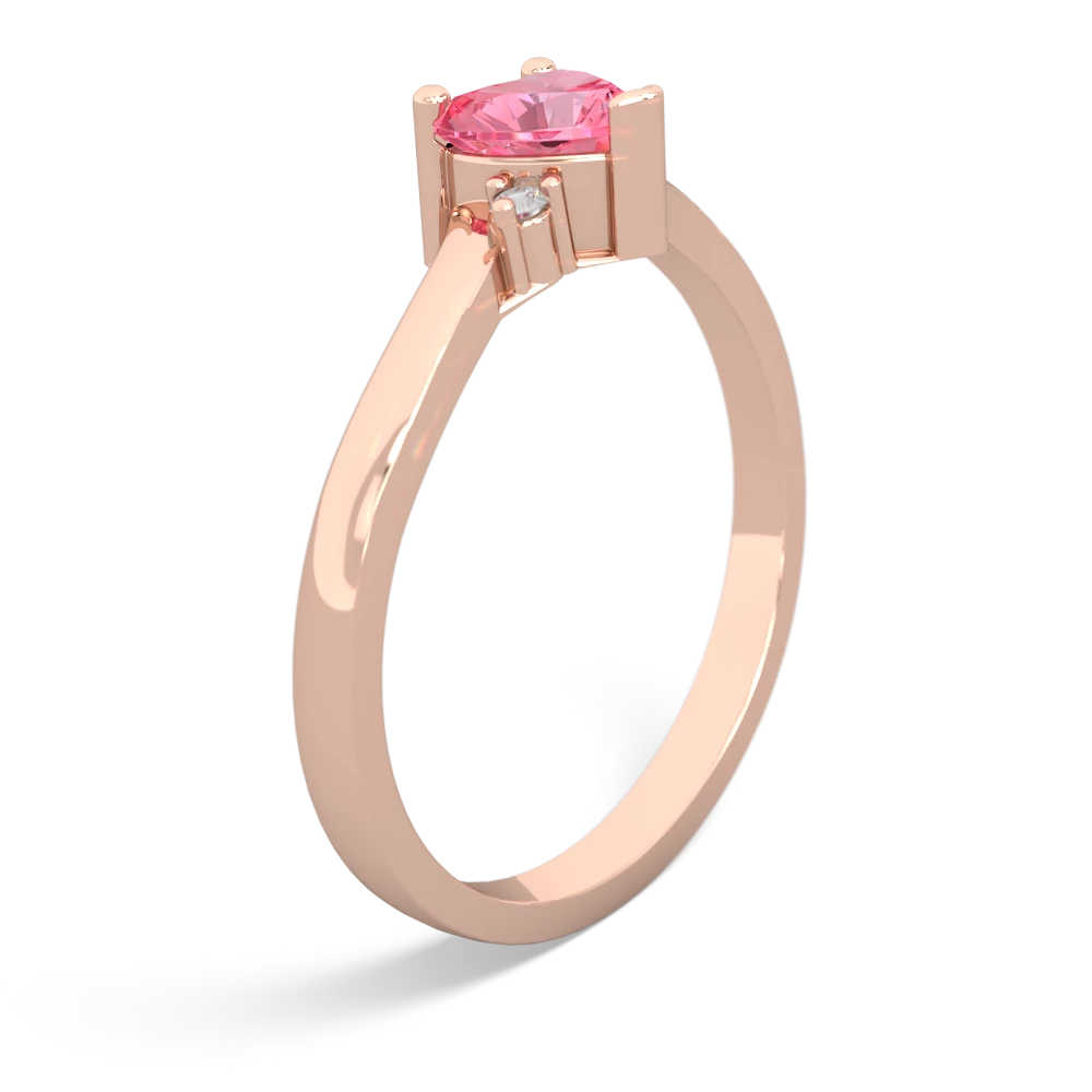 Lab Pink Sapphire Delicate Heart 14K Rose Gold ring R0203