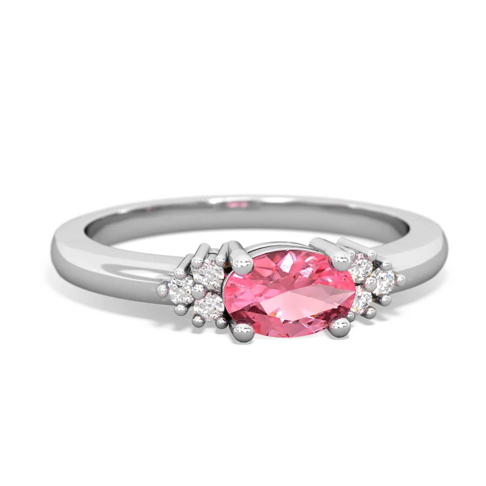Lab Pink Sapphire Simply Elegant East-West 14K White Gold ring R2480