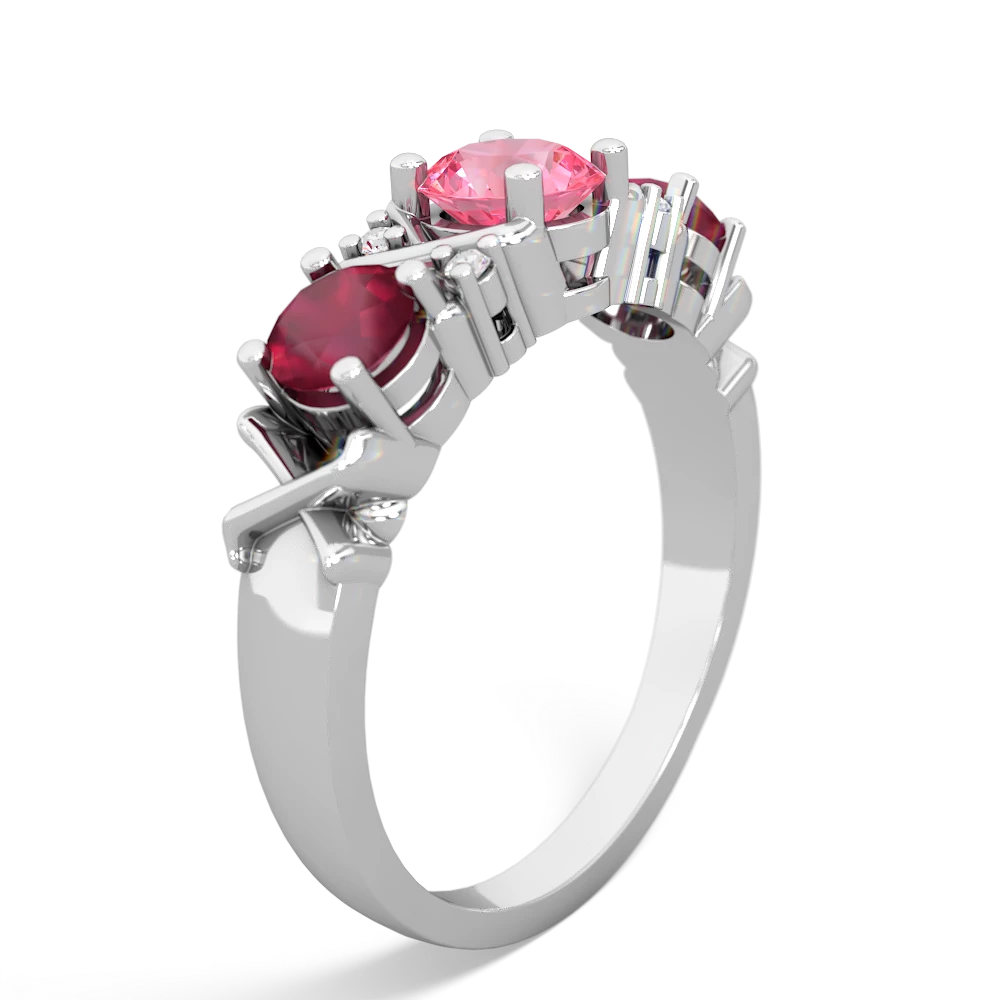 Lab Pink Sapphire Hugs And Kisses 14K White Gold ring R5016