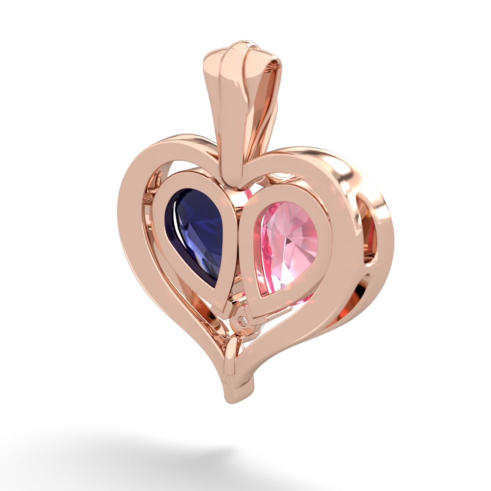 Lab Pink Sapphire Two Become One 14K Rose Gold pendant P5330