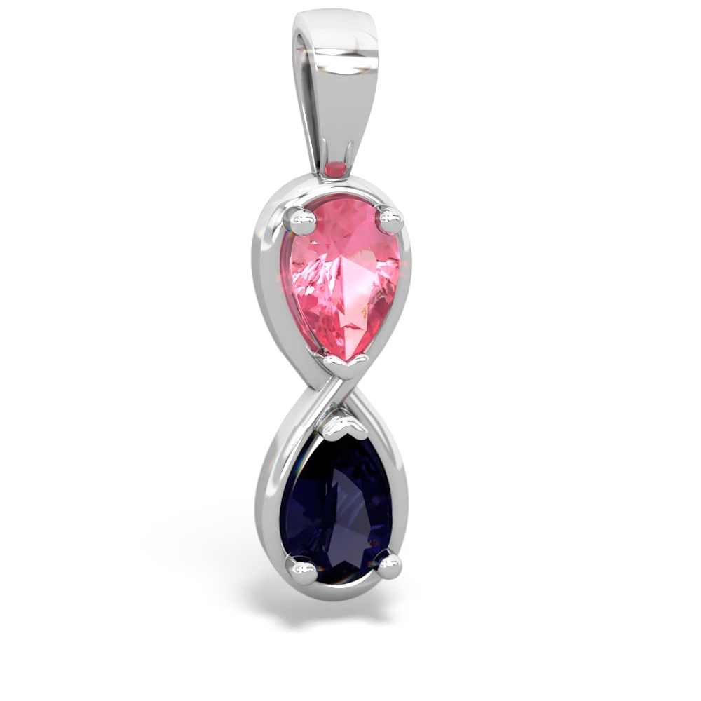 Lab Pink Sapphire Infinity 14K White Gold pendant P5050