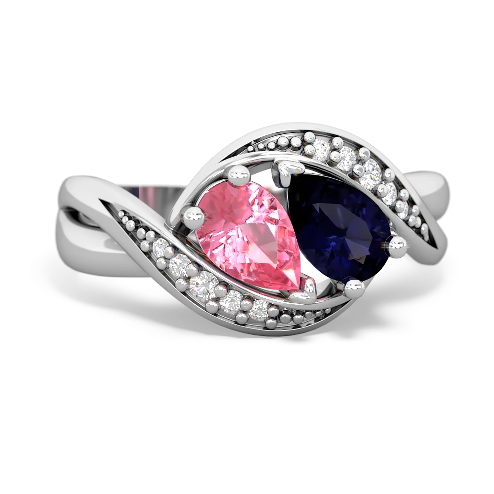 Lab Pink Sapphire Summer Winds 14K White Gold ring R5342