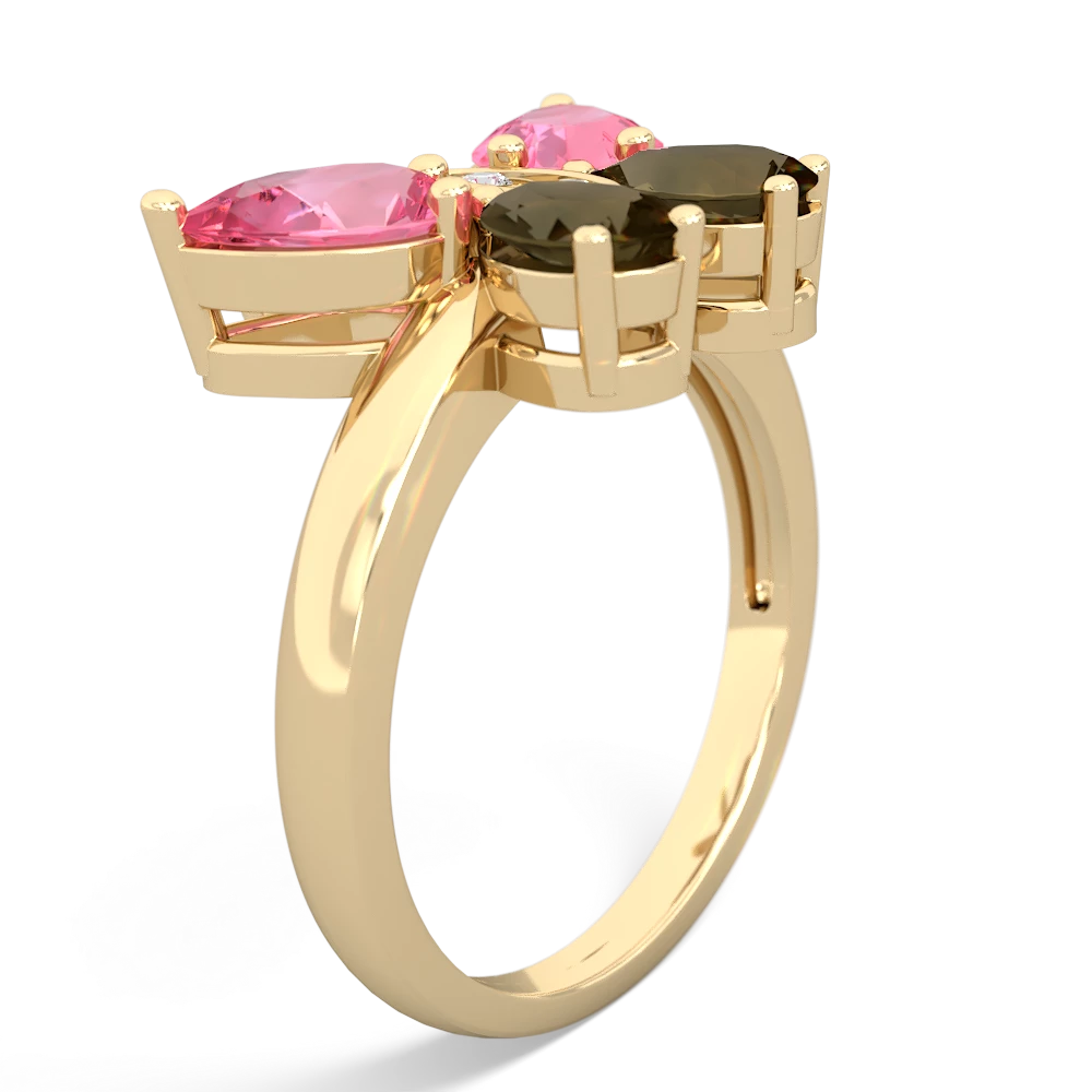 Lab Pink Sapphire Butterfly 14K Yellow Gold ring R2215