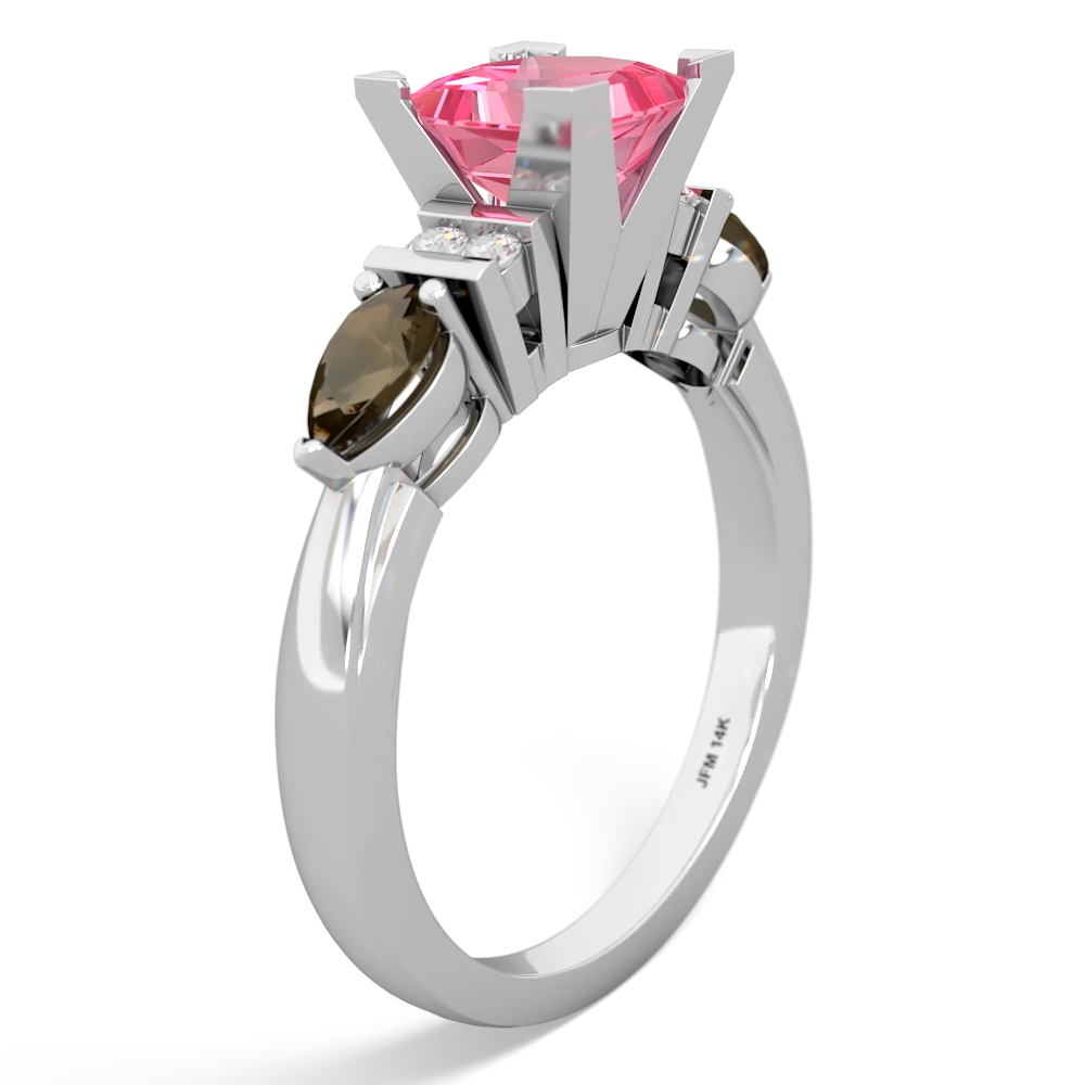 Lab Pink Sapphire 6Mm Princess Eternal Embrace Engagement 14K White Gold ring C2002