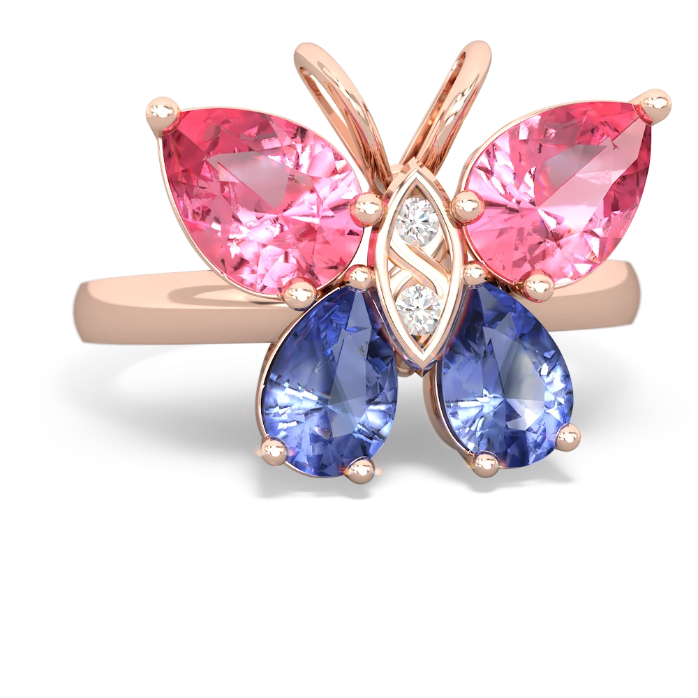Lab Pink Sapphire Butterfly 14K Rose Gold ring R2215