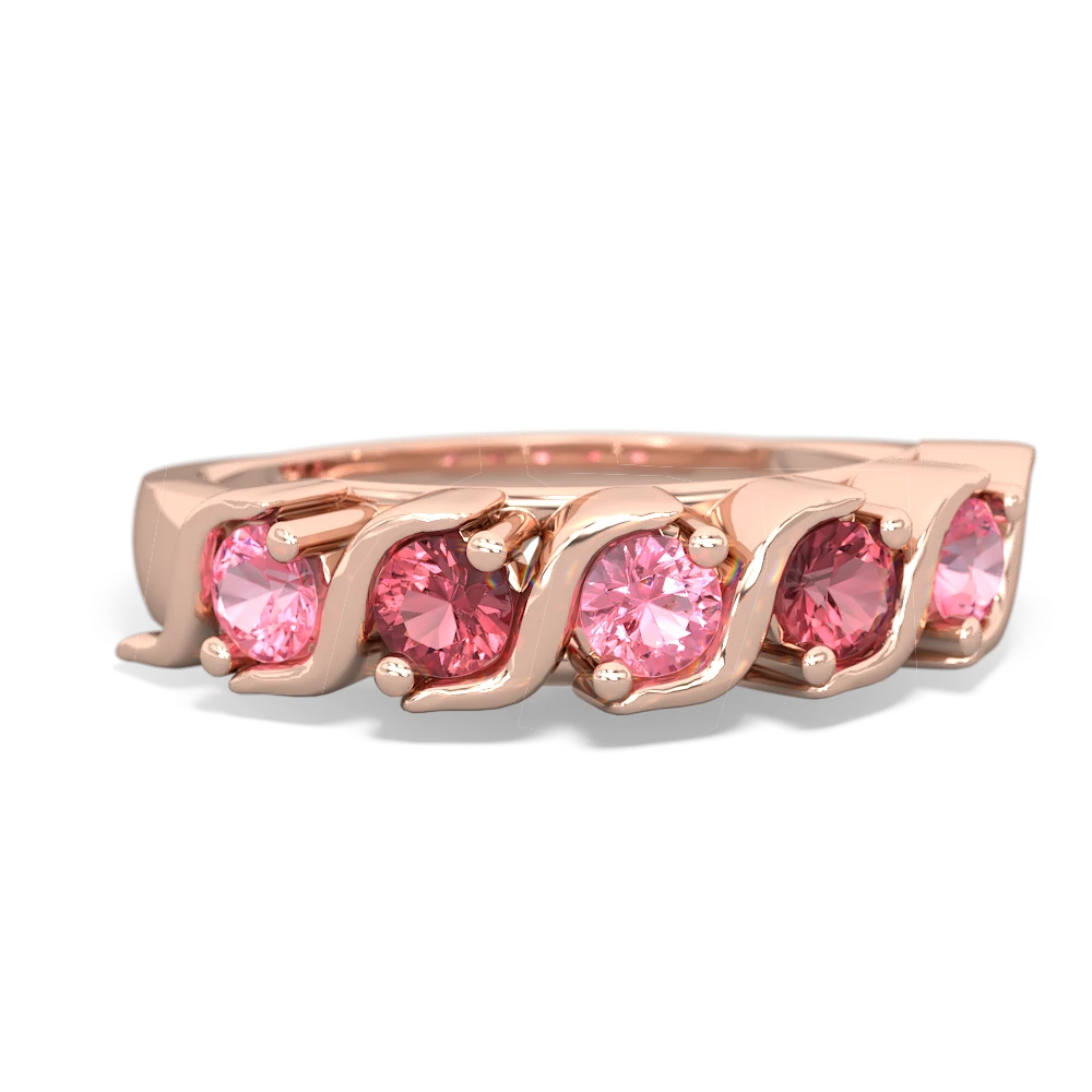 Lab Pink Sapphire Anniversary Band 14K Rose Gold ring R2089