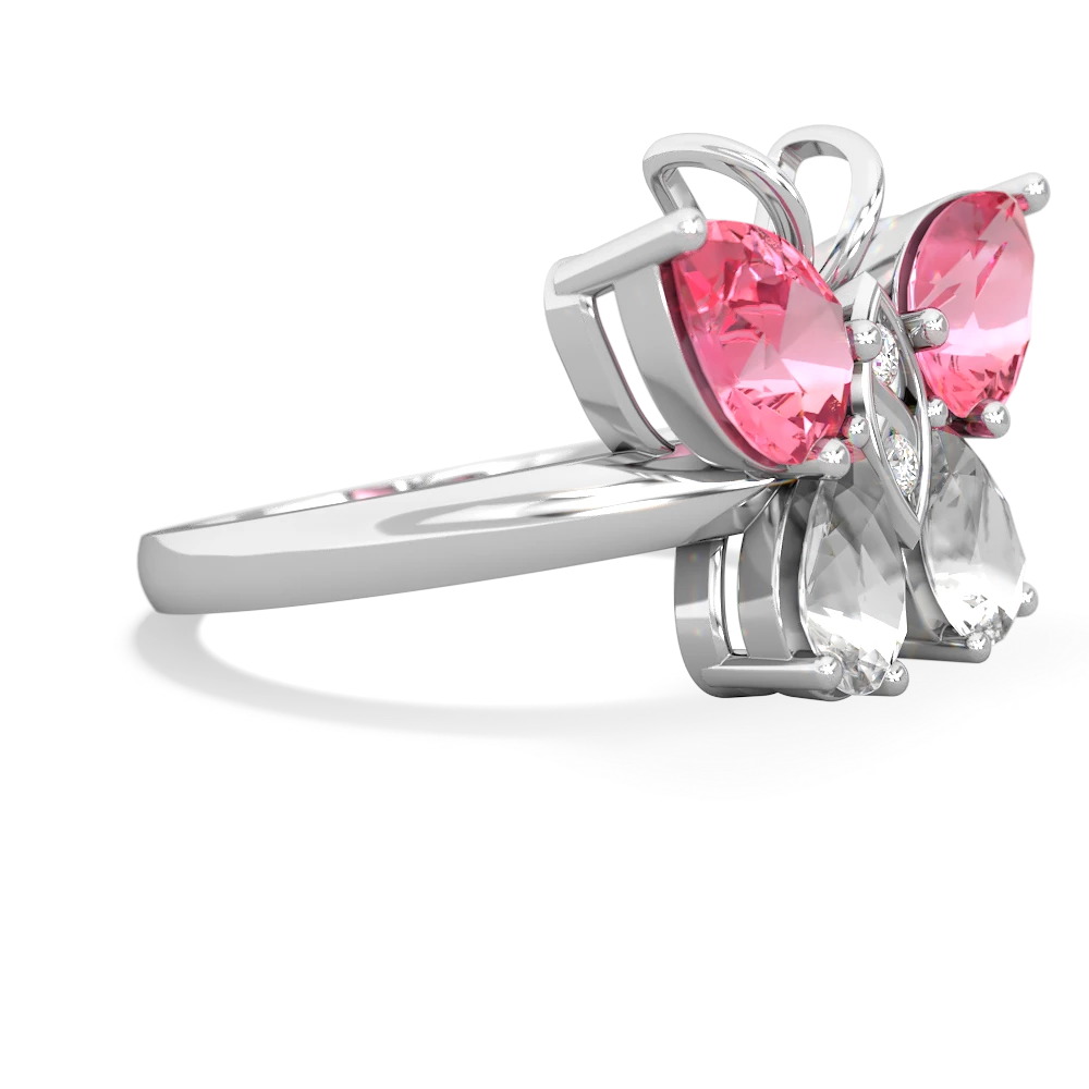 Lab Pink Sapphire Butterfly 14K White Gold ring R2215