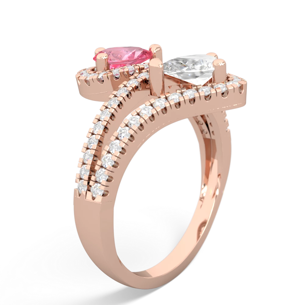 Lab Pink Sapphire Diamond Dazzler 14K Rose Gold ring R3000