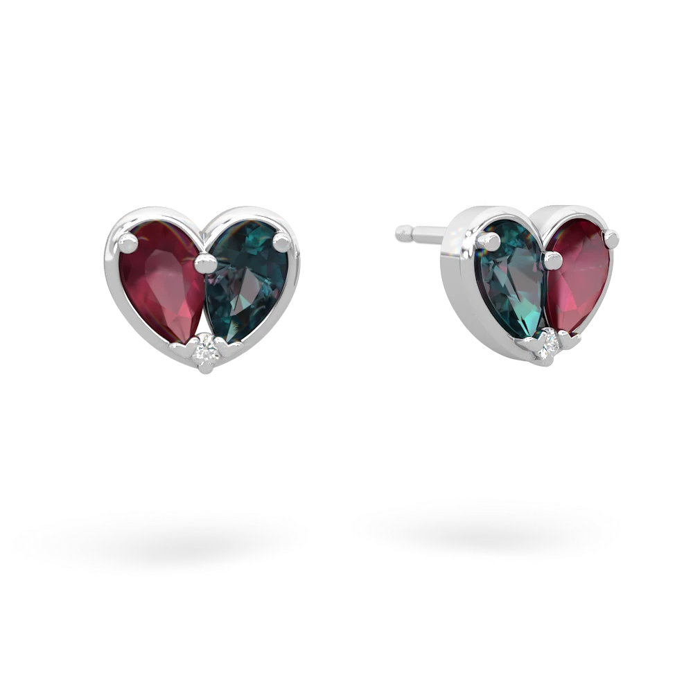Ruby 'Our Heart' 14K White Gold earrings E5072