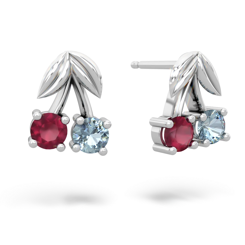Ruby Sweet Cherries 14K White Gold earrings E7001
