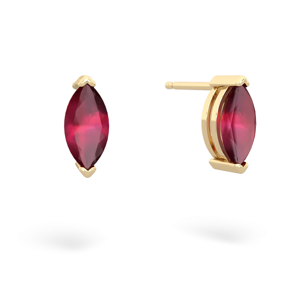 Ruby 8X4mm Marquise Stud 14K Yellow Gold earrings E1701