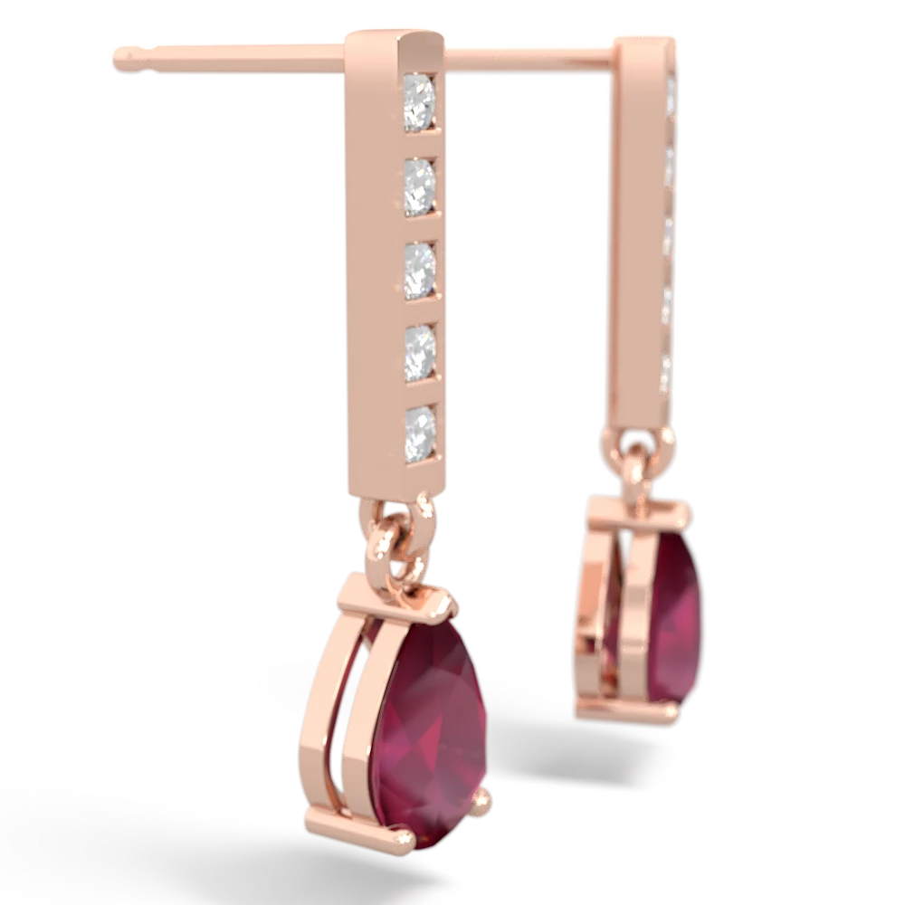 Ruby Art Deco Diamond Drop 14K Rose Gold earrings E5324
