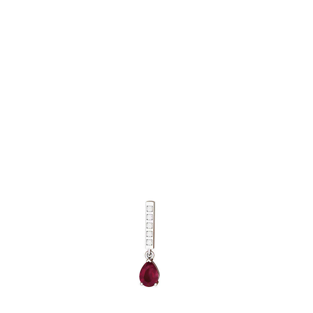 Ruby Art Deco Diamond Drop 14K White Gold earrings E5324
