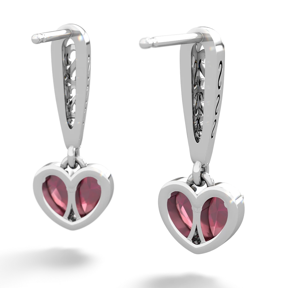 Ruby Filligree Heart 14K White Gold earrings E5070