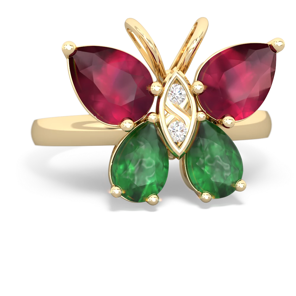 Ruby Butterfly 14K Yellow Gold ring R2215