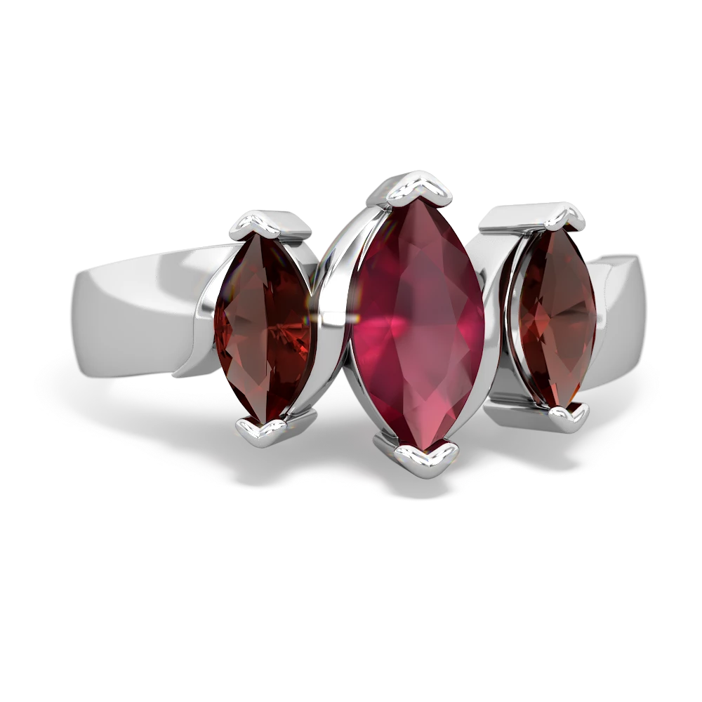 Ruby Three Peeks 14K White Gold ring R2433