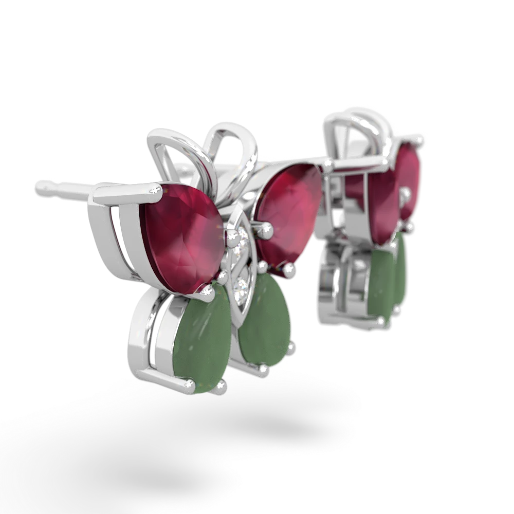 Ruby Butterfly 14K White Gold earrings E2215