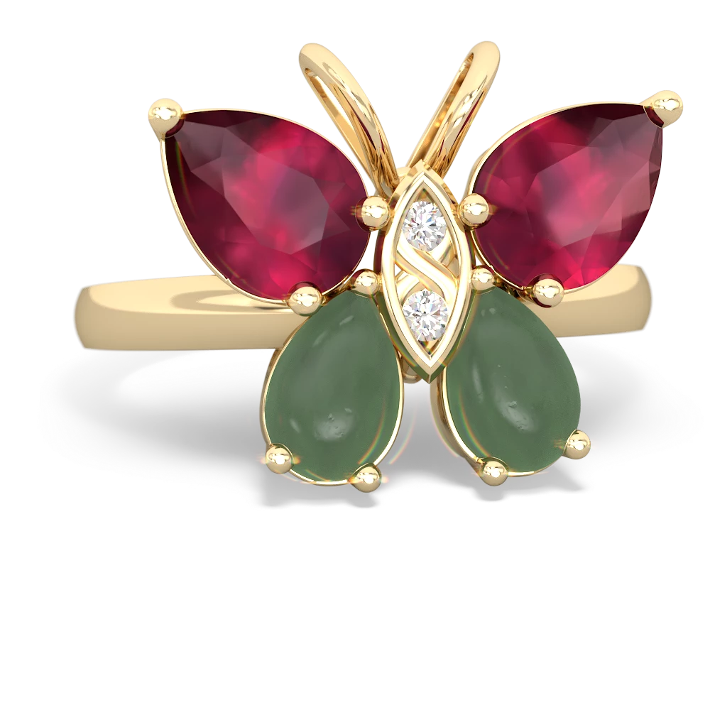 Ruby Butterfly 14K Yellow Gold ring R2215