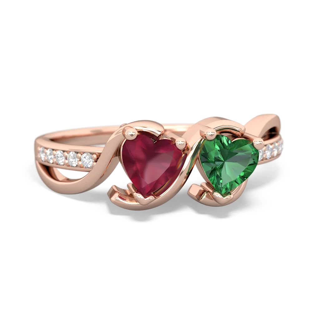 Ruby Side By Side 14K Rose Gold ring R3090