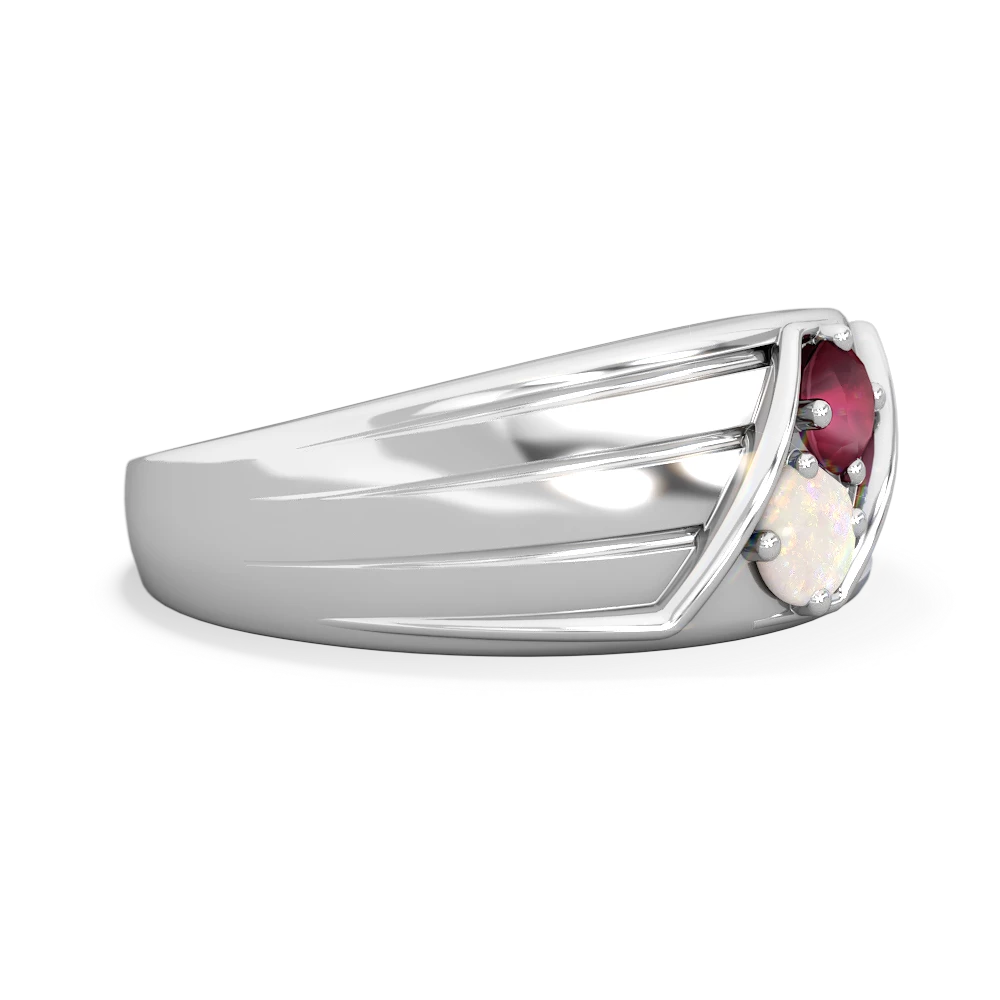 Ruby Men's Streamline 14K White Gold ring R0460