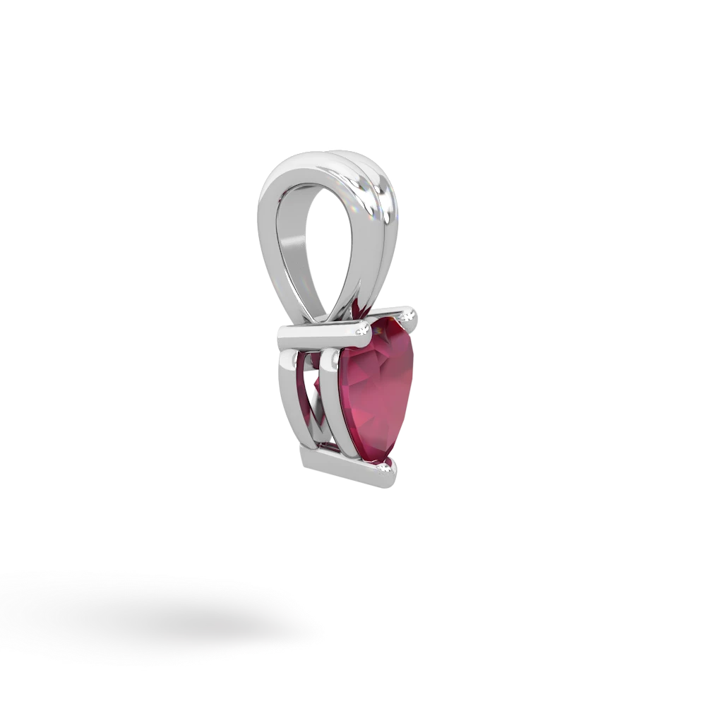 Ruby 5Mm Heart Solitaire 14K White Gold pendant P1861