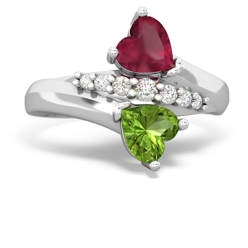 Ruby Heart To Heart 14K White Gold ring R2064