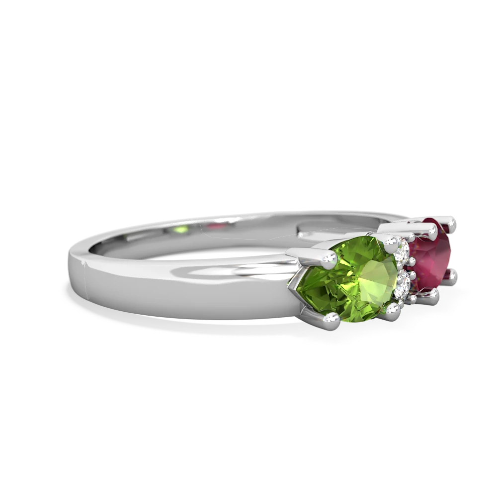 Ruby Pear Bowtie 14K White Gold ring R0865