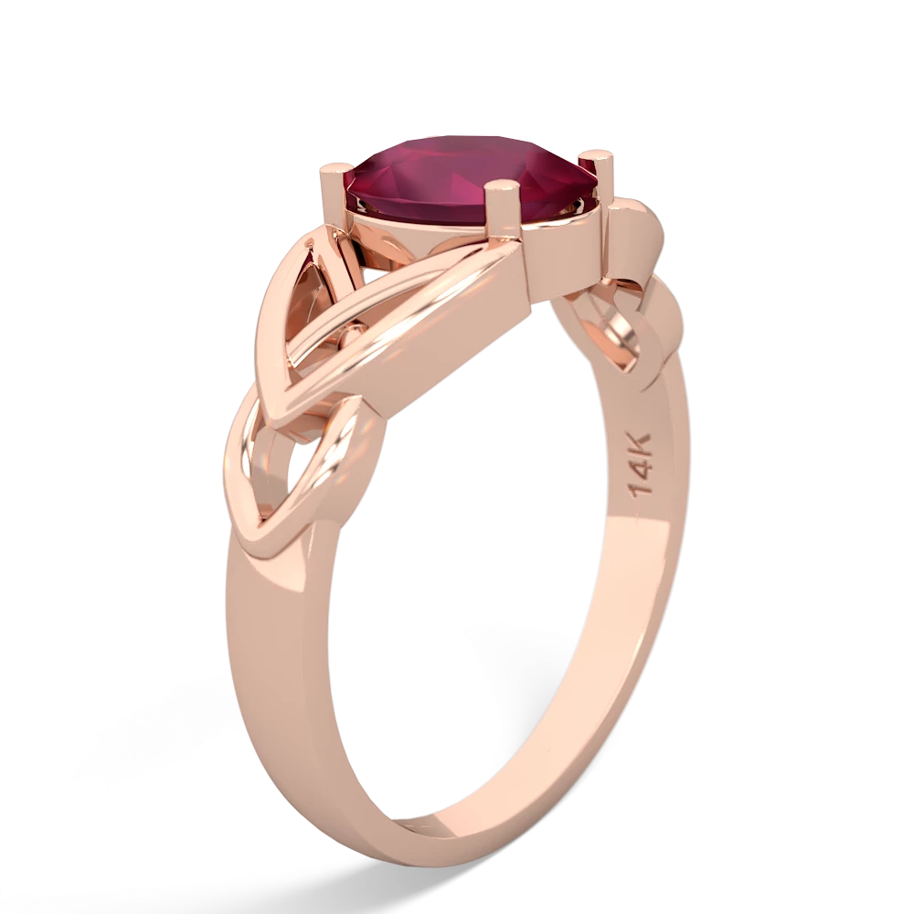 Ruby Celtic Trinity Knot 14K Rose Gold ring R2389
