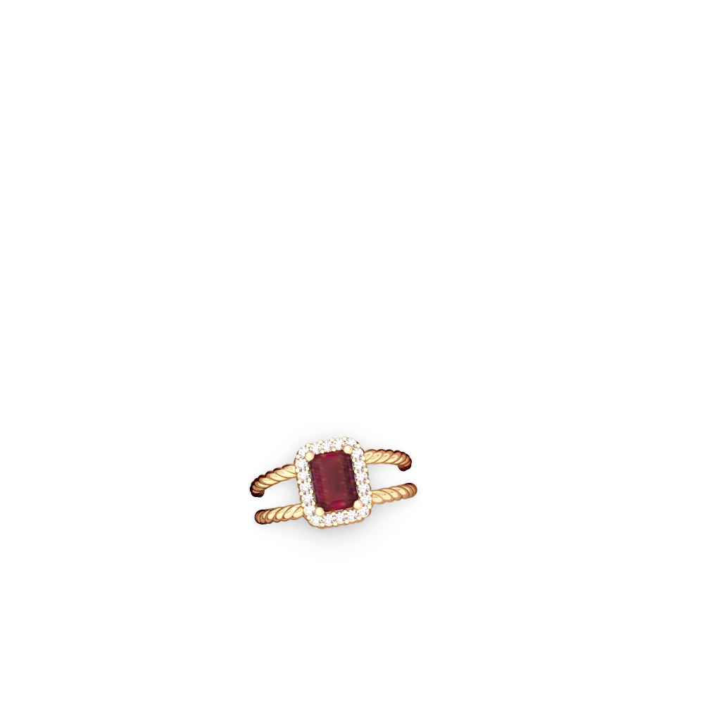 Ruby Rope Split Band 14K Yellow Gold ring R2628