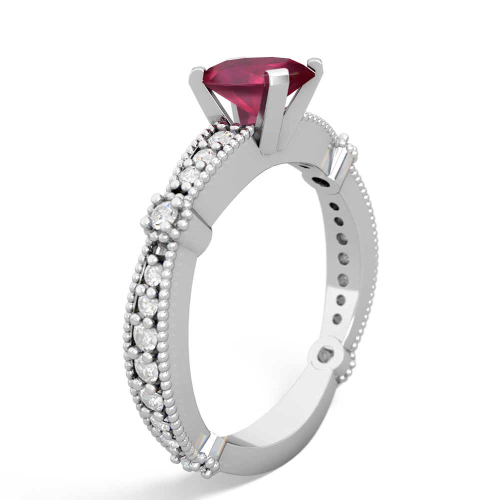 Ruby Sparkling Tiara 7X5mm Oval 14K White Gold ring R26297VL