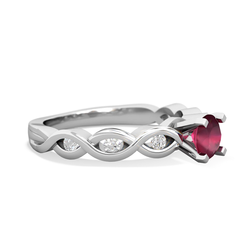Ruby Infinity 5Mm Round Engagement 14K White Gold ring R26315RD