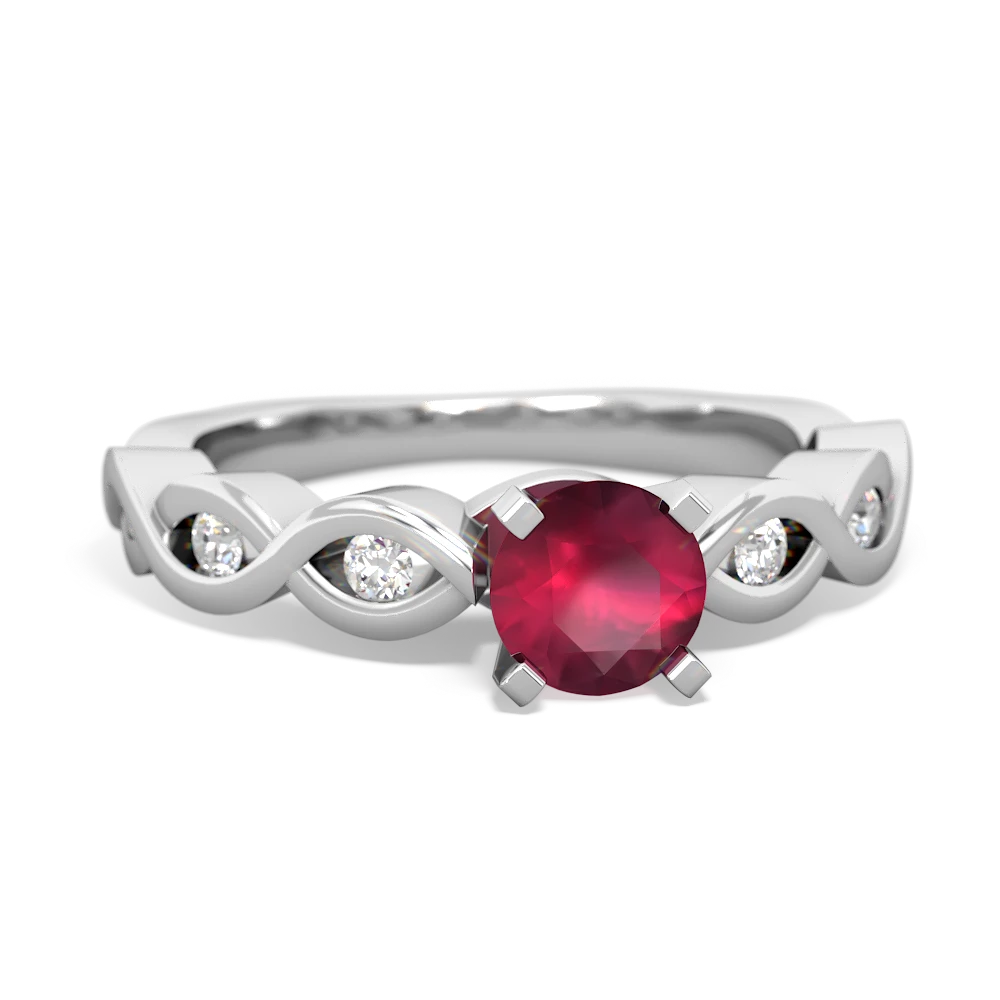 Ruby Infinity 5Mm Round Engagement 14K White Gold ring R26315RD