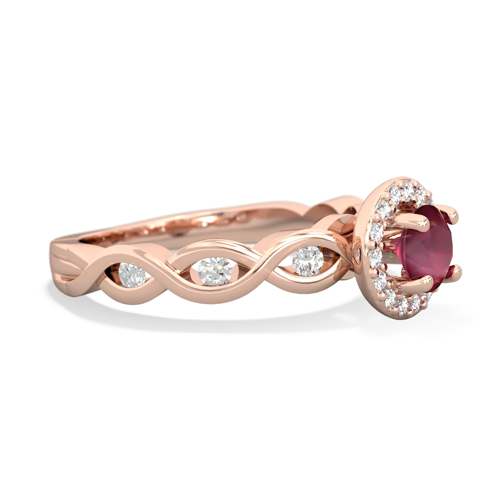 Ruby Infinity Halo Engagement 14K Rose Gold ring R26315RH