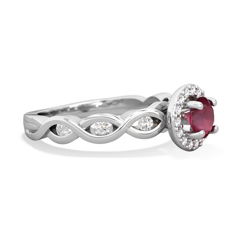 Ruby Infinity Halo Engagement 14K White Gold ring R26315RH