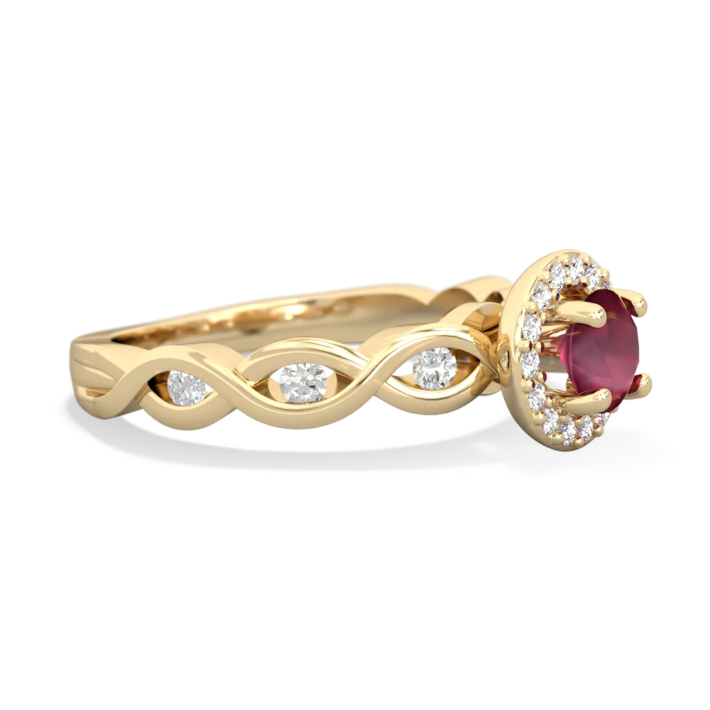 Ruby Infinity Halo Engagement 14K Yellow Gold ring R26315RH