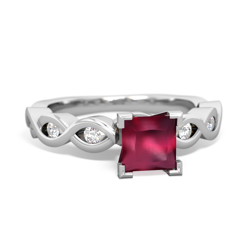 Ruby Infinity 5Mm Square Engagement 14K White Gold ring R26315SQ