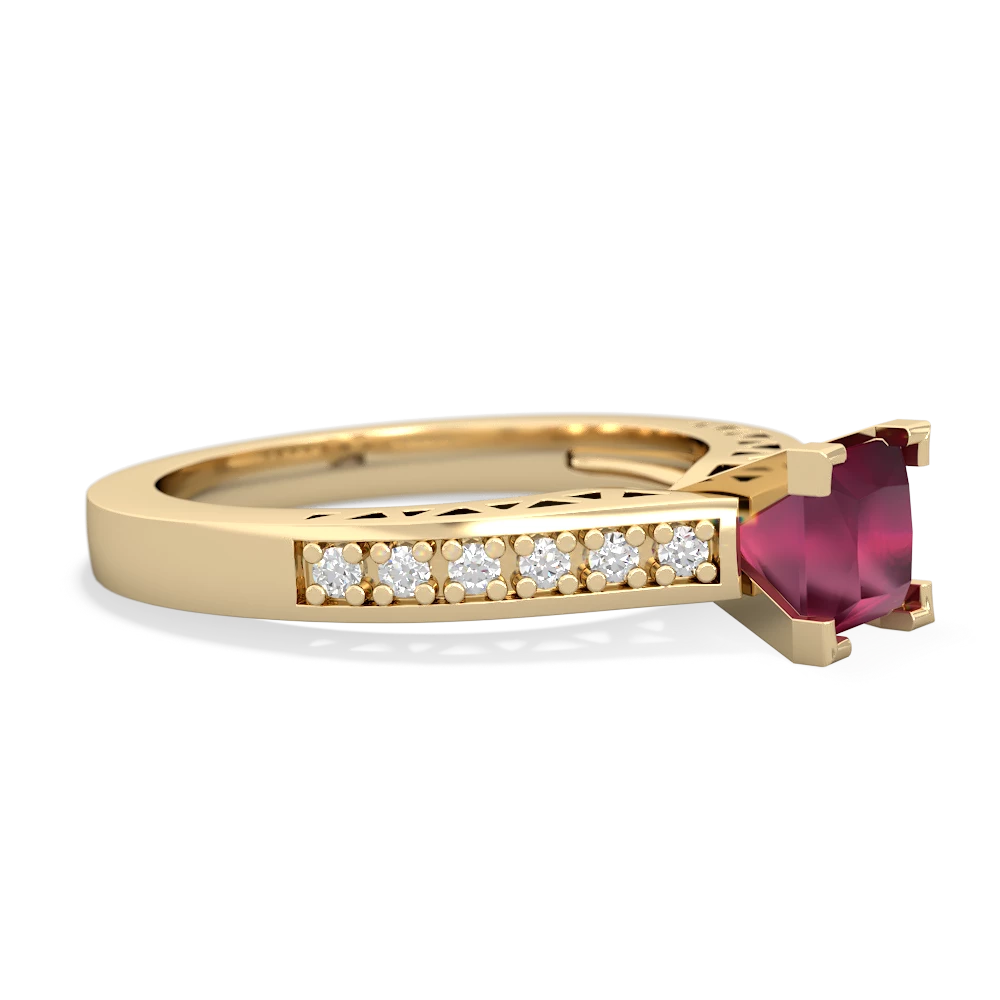 Ruby Art Deco Engagement 5Mm Square 14K Yellow Gold ring R26355SQ