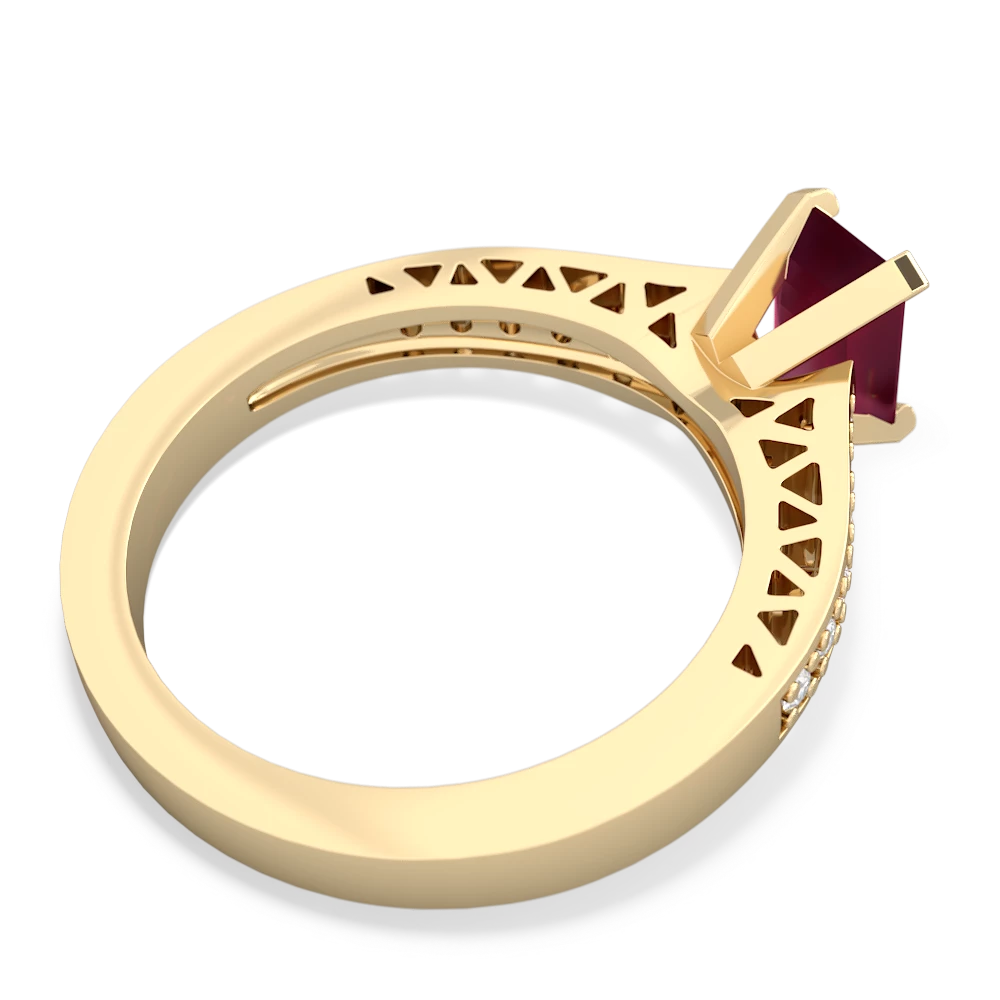 Ruby Art Deco Engagement 7X5mm Emerald-Cut 14K Yellow Gold ring R26357EM