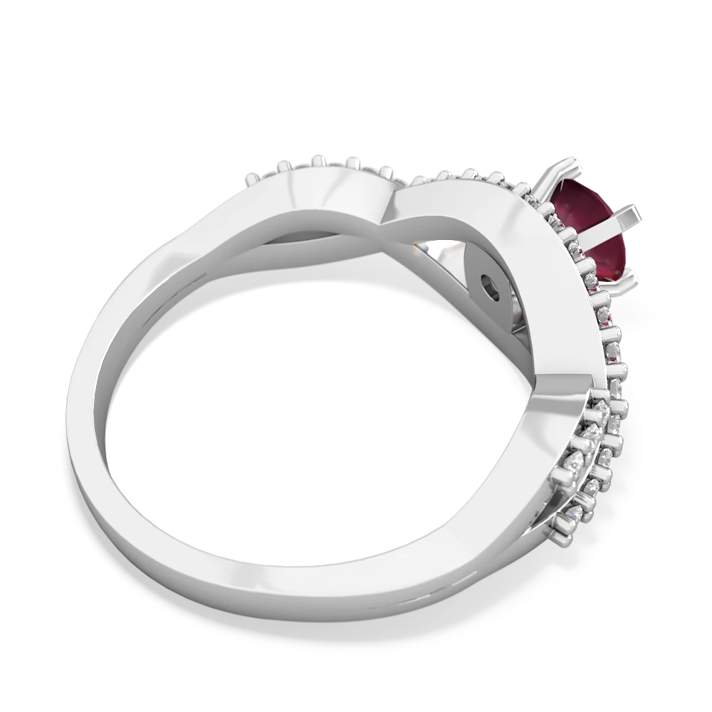 Ruby Diamond Twist 5Mm Round Engagment  14K White Gold ring R26405RD