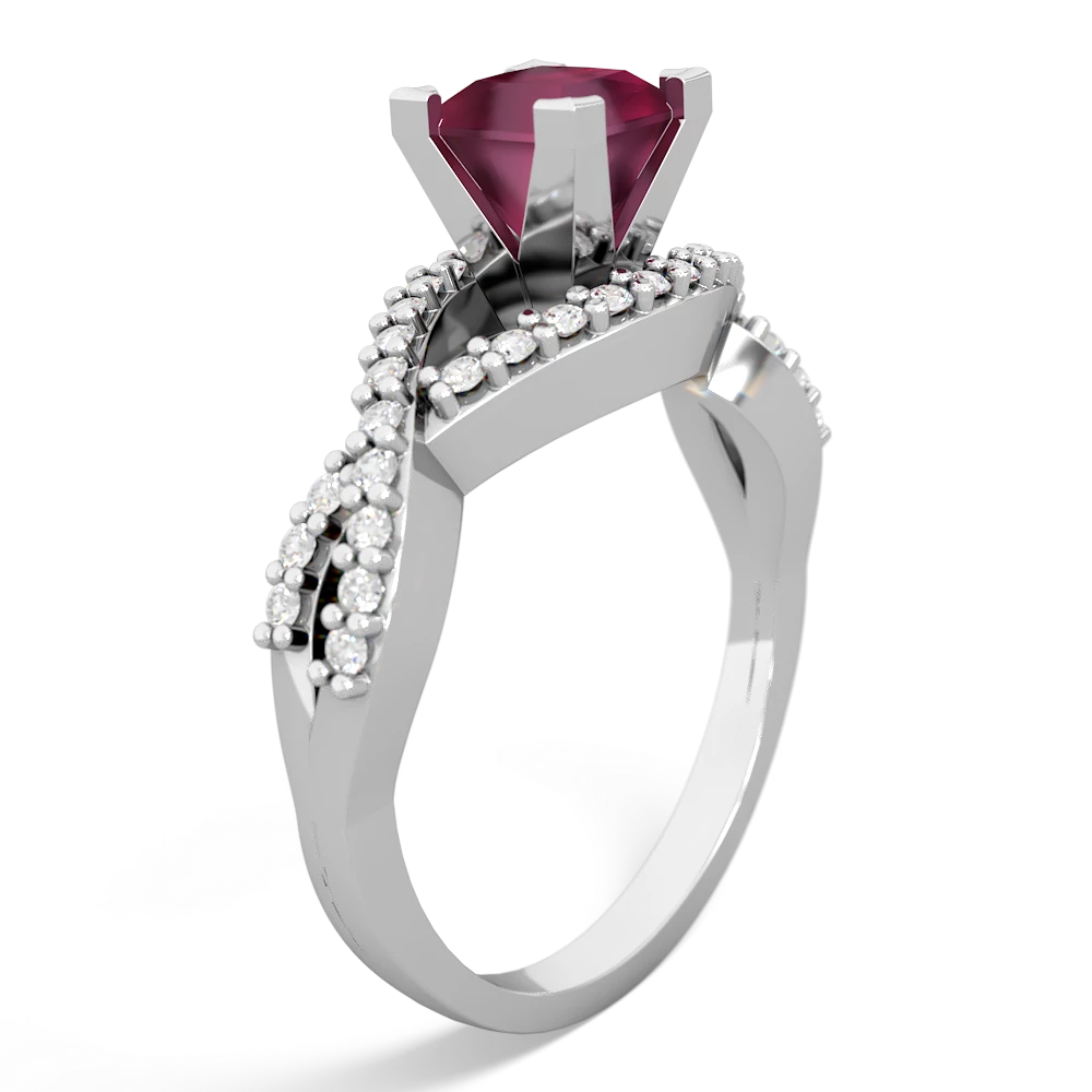 Ruby Diamond Twist 5Mm Square Engagment  14K White Gold ring R26405SQ