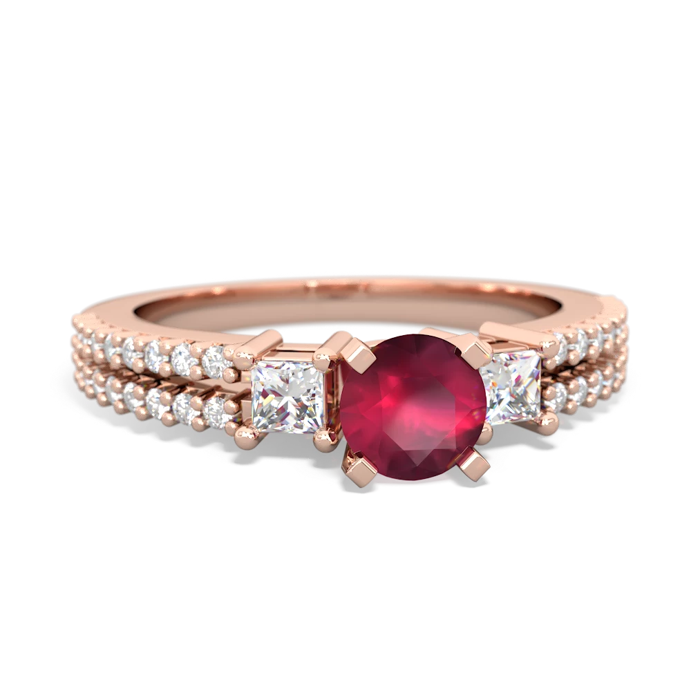 Ruby Classic 5Mm Round Engagement 14K Rose Gold ring R26435RD