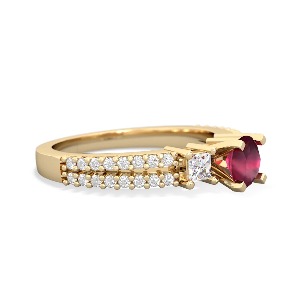 Ruby Classic 5Mm Round Engagement 14K Yellow Gold ring R26435RD